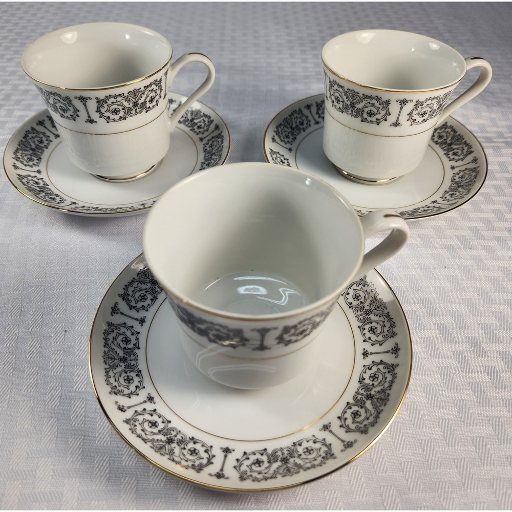 Vintage Teacup & Saucer Carlton Fontaine 6 Pc Set Fine China Japan
